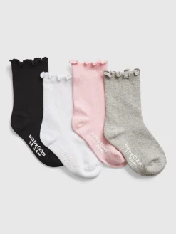 Toddler Lettuce Trim Crew Socks (4-Pack)