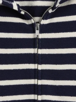 Towel Terry Oversized Stripe Zip Hoodie