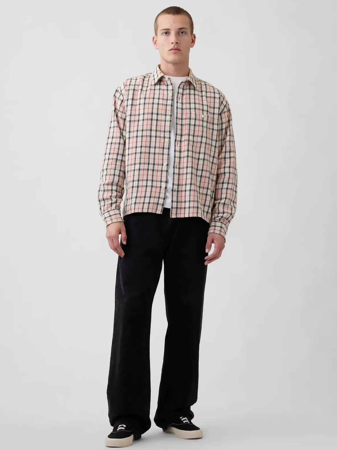 Twill Straight-Hem Shirt