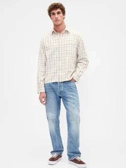 Twill Straight-Hem Shirt