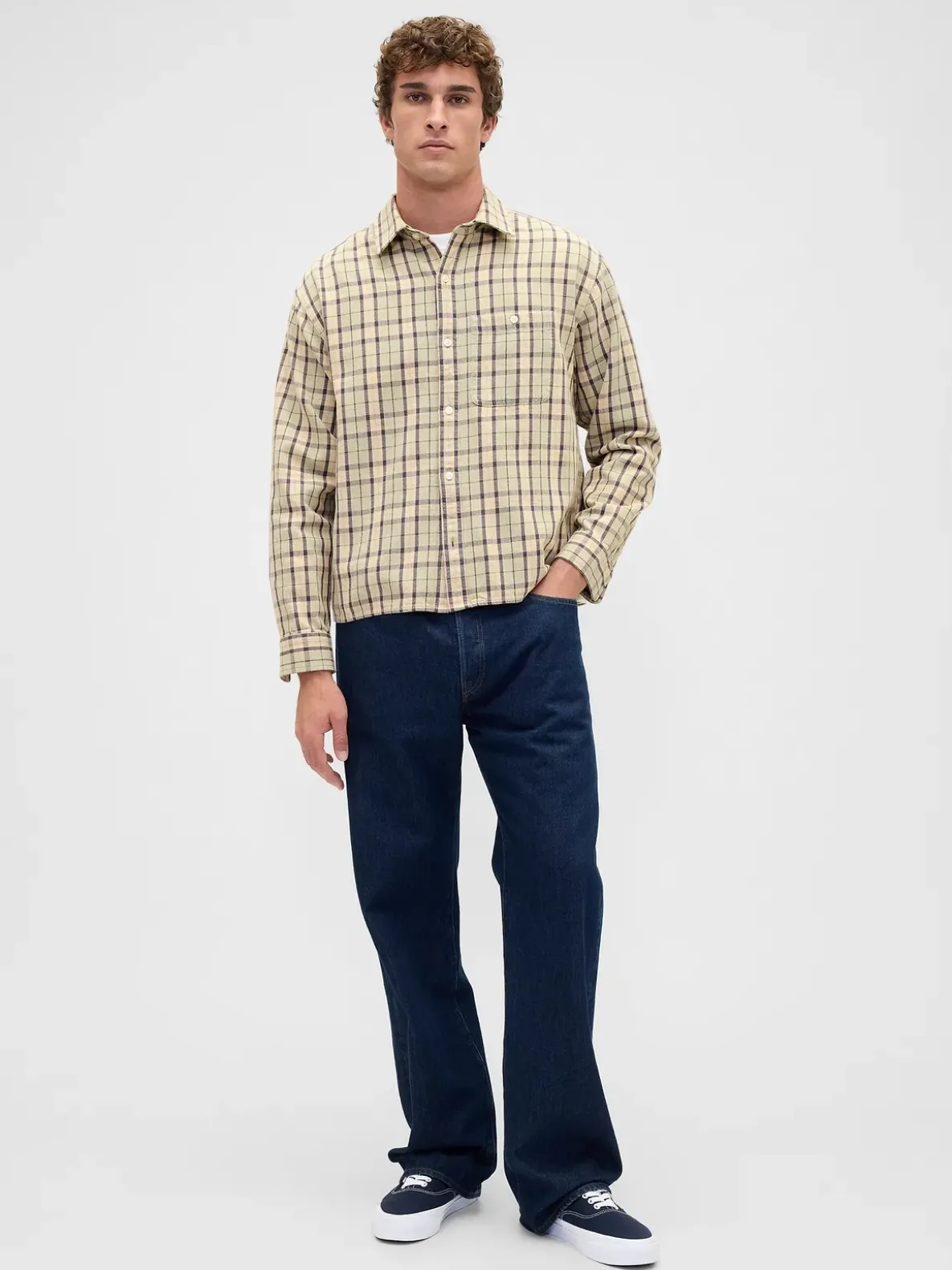 Twill Straight-Hem Shirt
