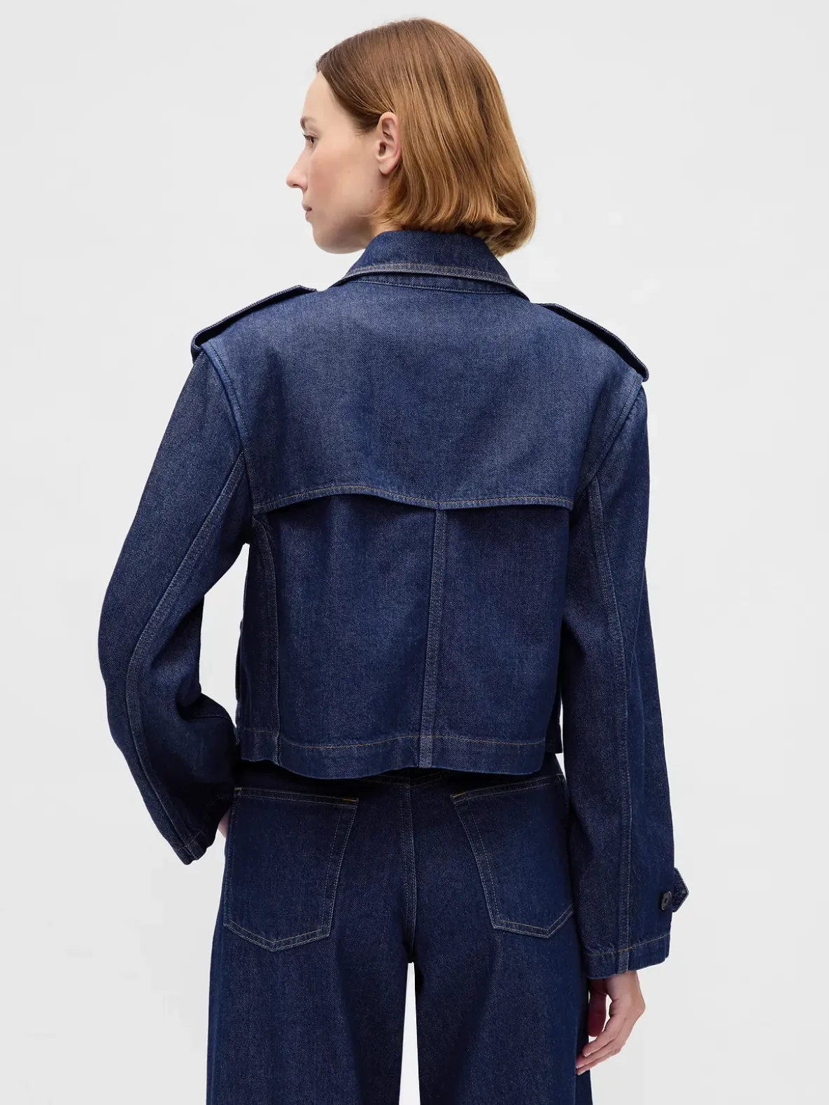UltraSoft Denim Crop Trench Jacket