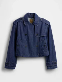 UltraSoft Denim Crop Trench Jacket