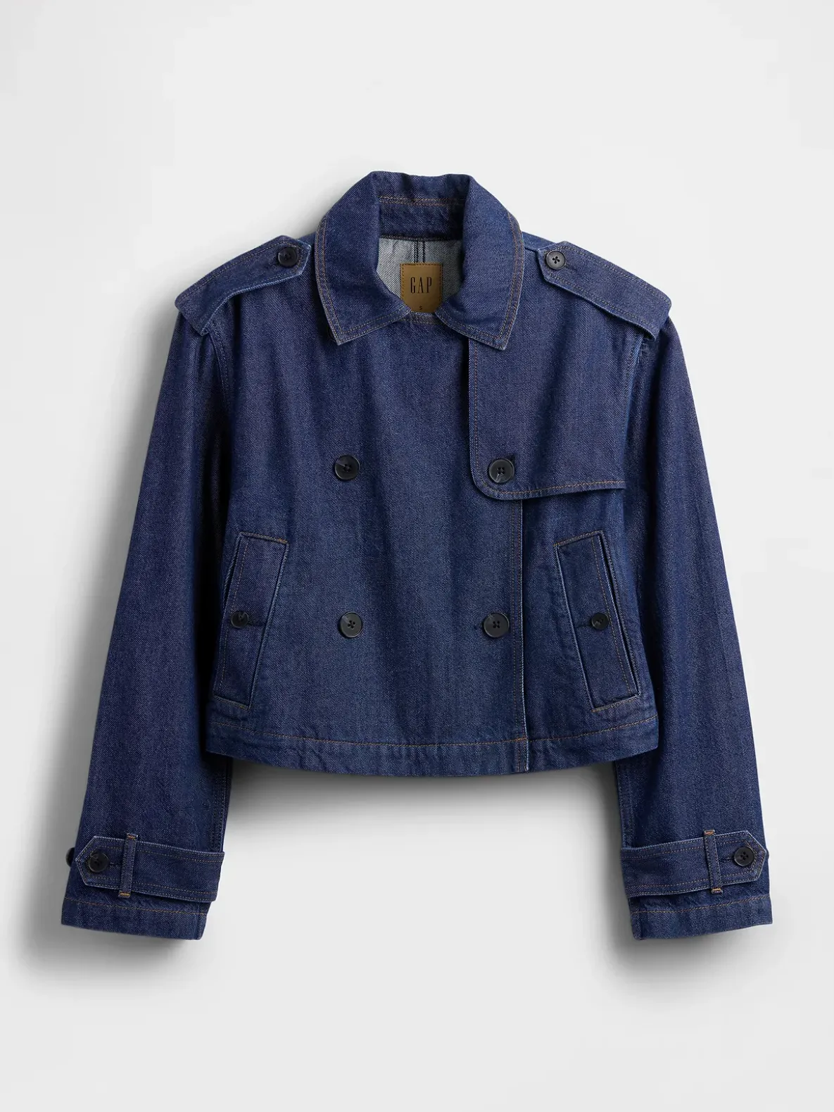 UltraSoft Denim Crop Trench Jacket
