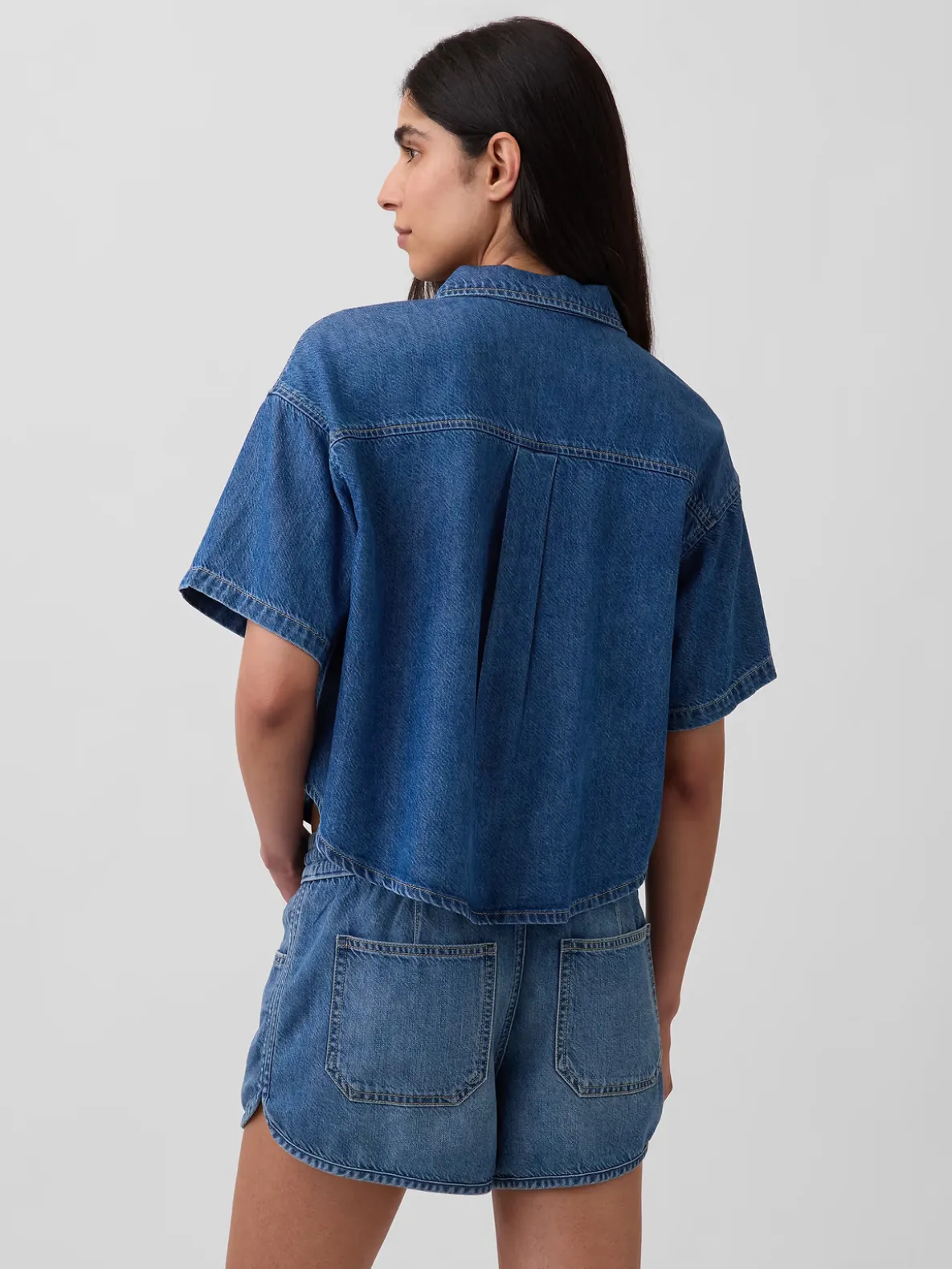 UltraSoft Denim Oversized Camp Shirt