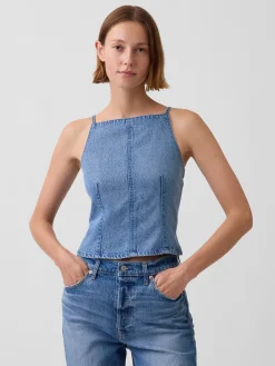 UltraSoft Denim Seamed Square Neck Top