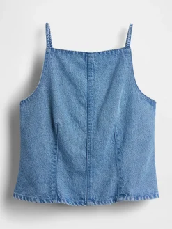 UltraSoft Denim Seamed Square Neck Top