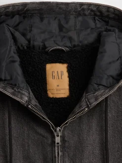 UltraSoft Denim Sherpa-Lined Zip Hoodie