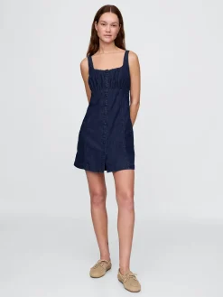 UltraSoft Denim Square-Neck Mini Dress