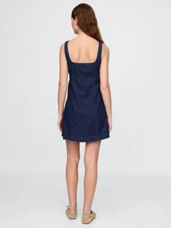 UltraSoft Denim Square-Neck Mini Dress