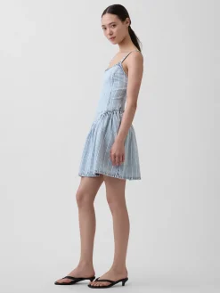 UltraSoft Denim Stripe Drop-Waist Mini Dress