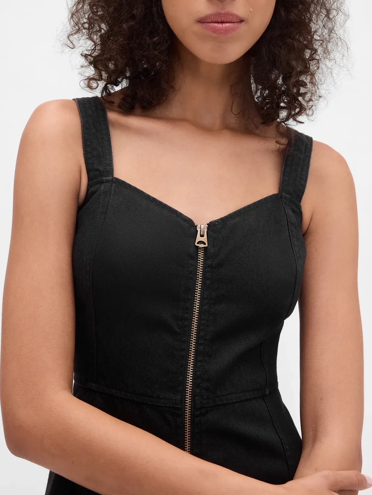 UltraSoft Denim Zip-Front Maxi Dress