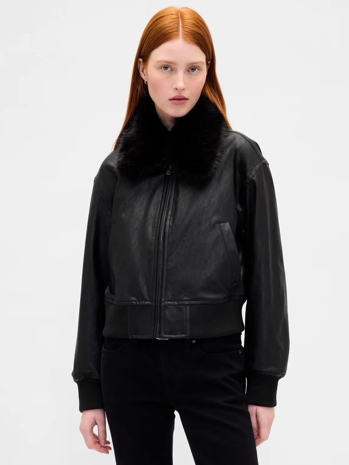 Vegan Leather Bomber Jacket