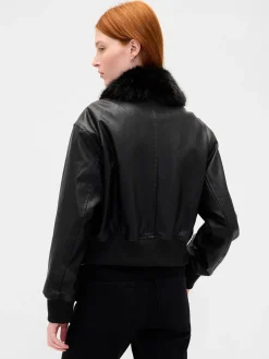 Vegan Leather Bomber Jacket