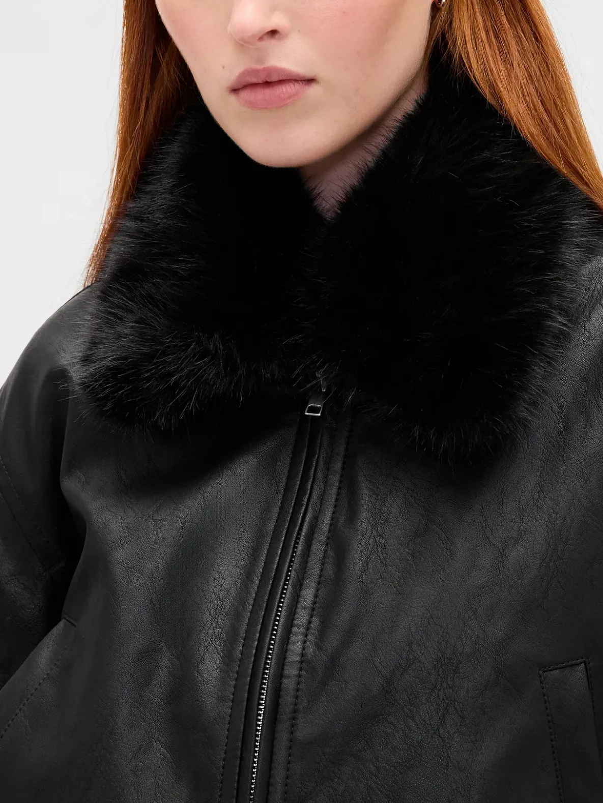 Vegan Leather Bomber Jacket