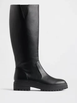 Vegan Leather Lug Sole Tall Boots