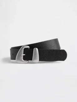 Vegan Leather Pebble Angular Buckle Belt