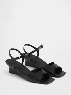 Vegan Leather Wedge Sandals