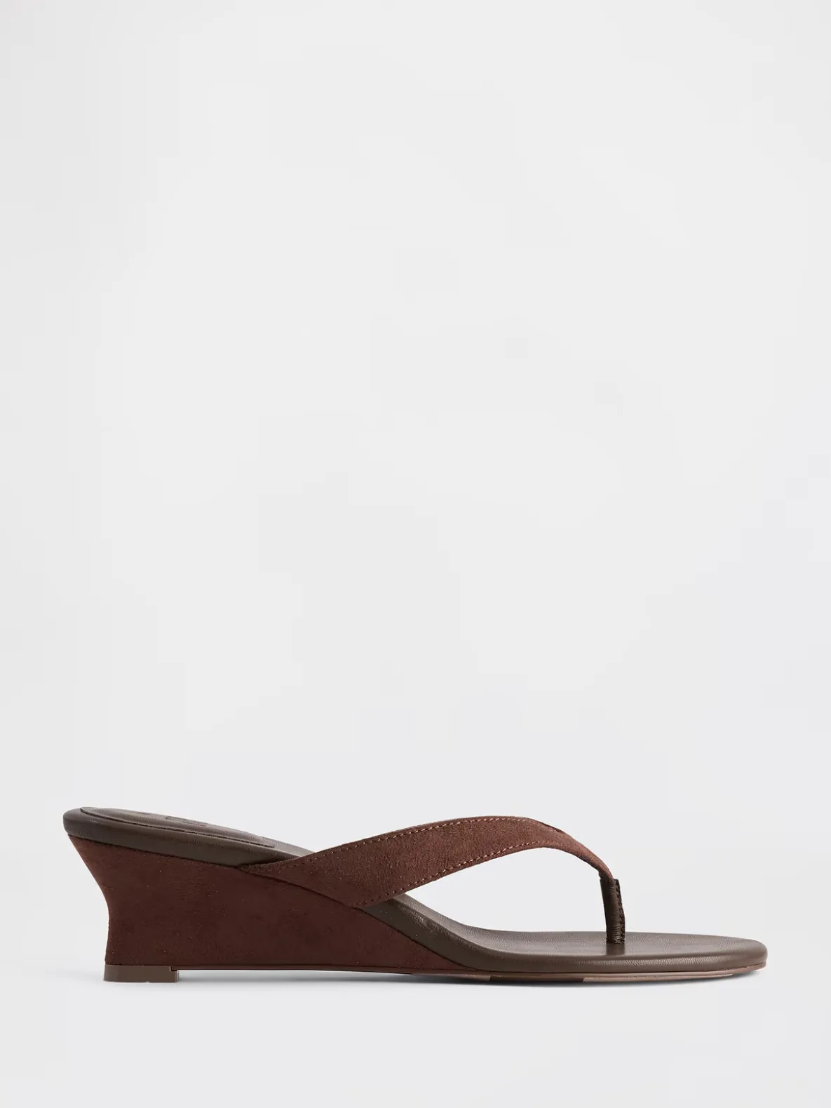 Vegan Leather Wedge Thong Sandals