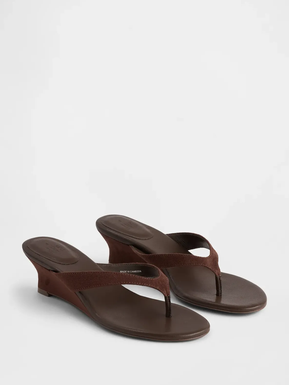 Vegan Leather Wedge Thong Sandals