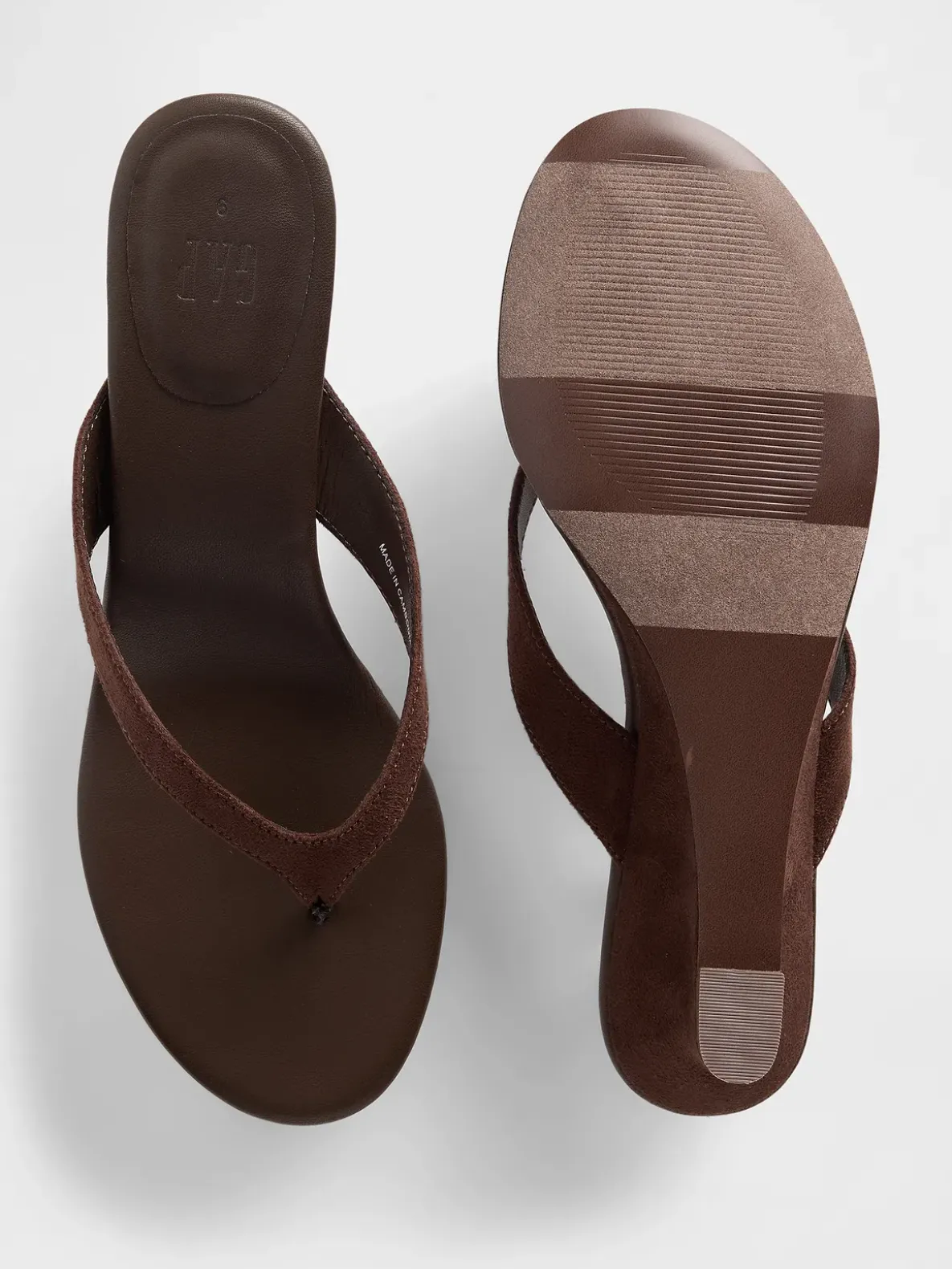 Vegan Leather Wedge Thong Sandals