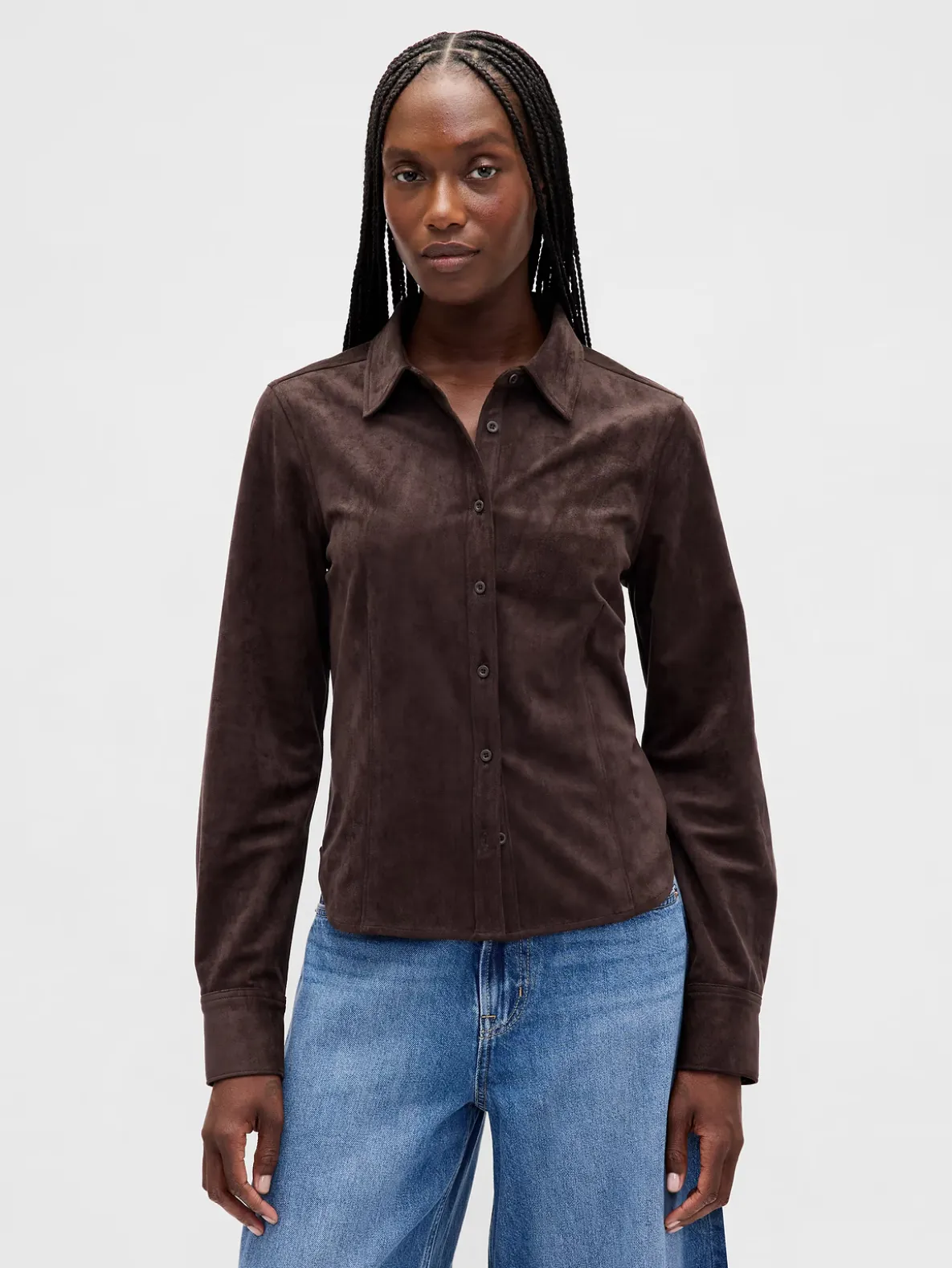 Vegan Suede Fitted Shirt