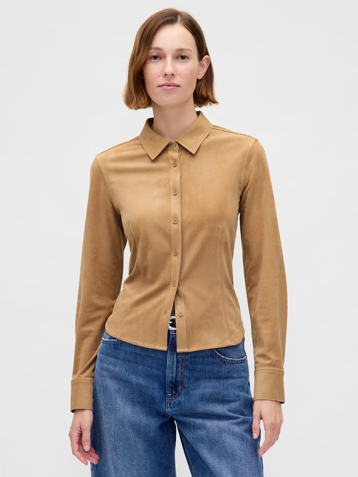 Vegan Suede Fitted Shirt