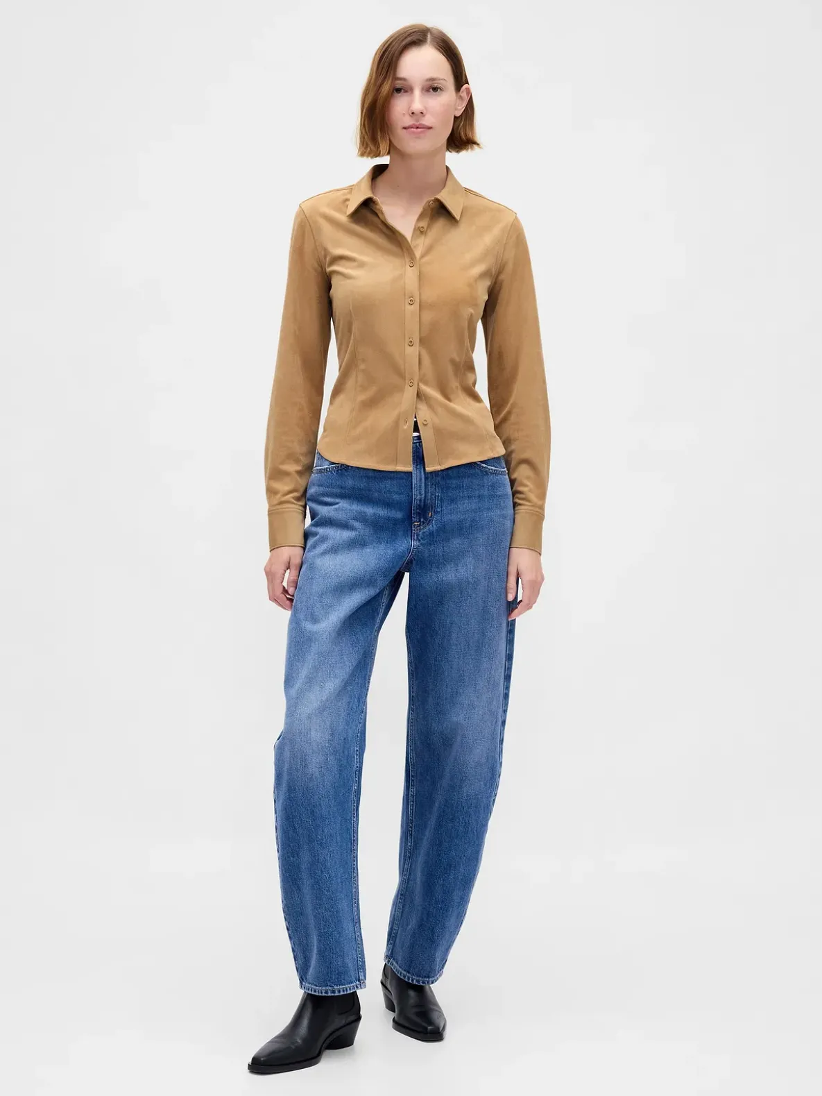 Vegan Suede Fitted Shirt
