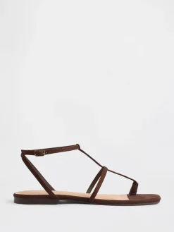 Vegan Suede T-Strap Sandals