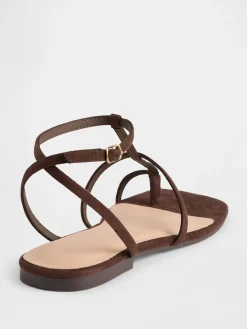 Vegan Suede T-Strap Sandals