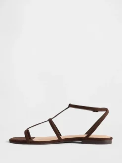 Vegan Suede T-Strap Sandals
