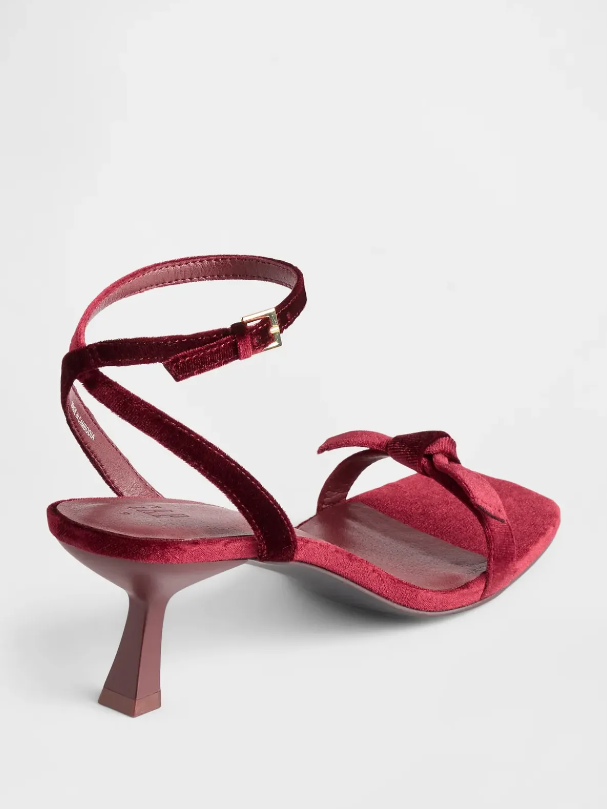 Velvet Bow Open-Toe Strappy Kitten Heels