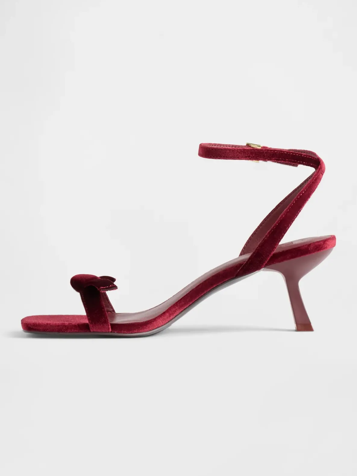Velvet Bow Open-Toe Strappy Kitten Heels
