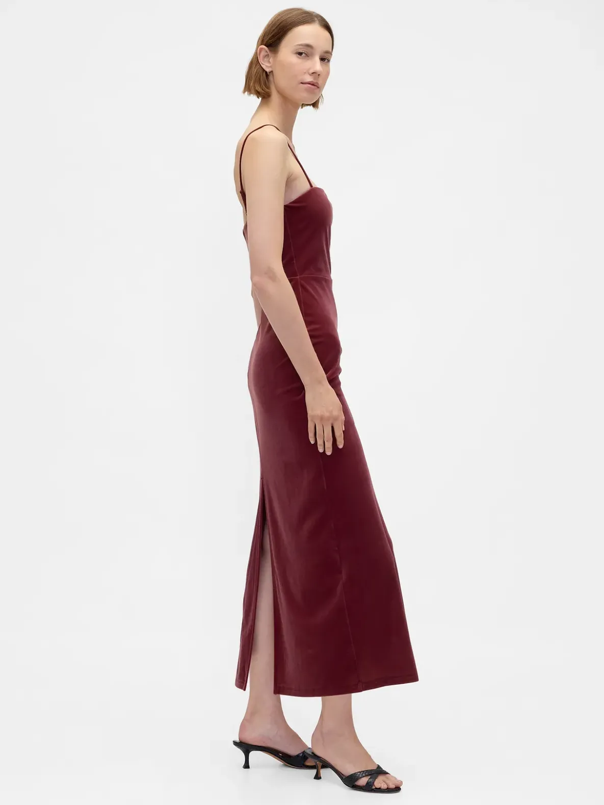 Velvet Square-Neck Maxi Dress
