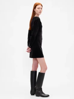 Velvet V-Neck Pocket Mini Dress