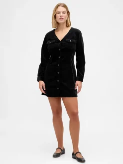 Velvet V-Neck Pocket Mini Dress