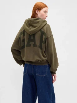 VintageSoft Crop Logo Hoodie