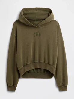 VintageSoft Crop Logo Hoodie