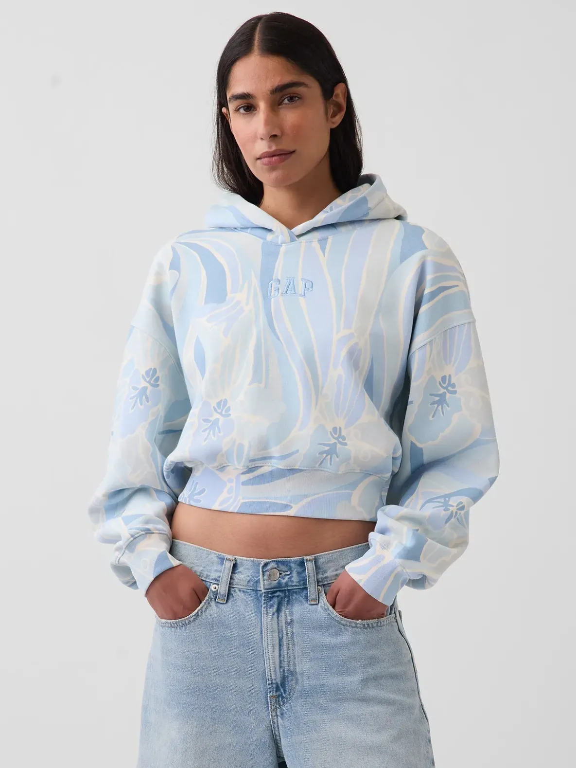 VintageSoft Crop Logo Hoodie