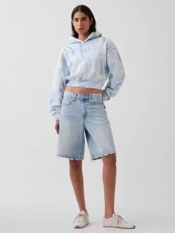 VintageSoft Crop Logo Hoodie
