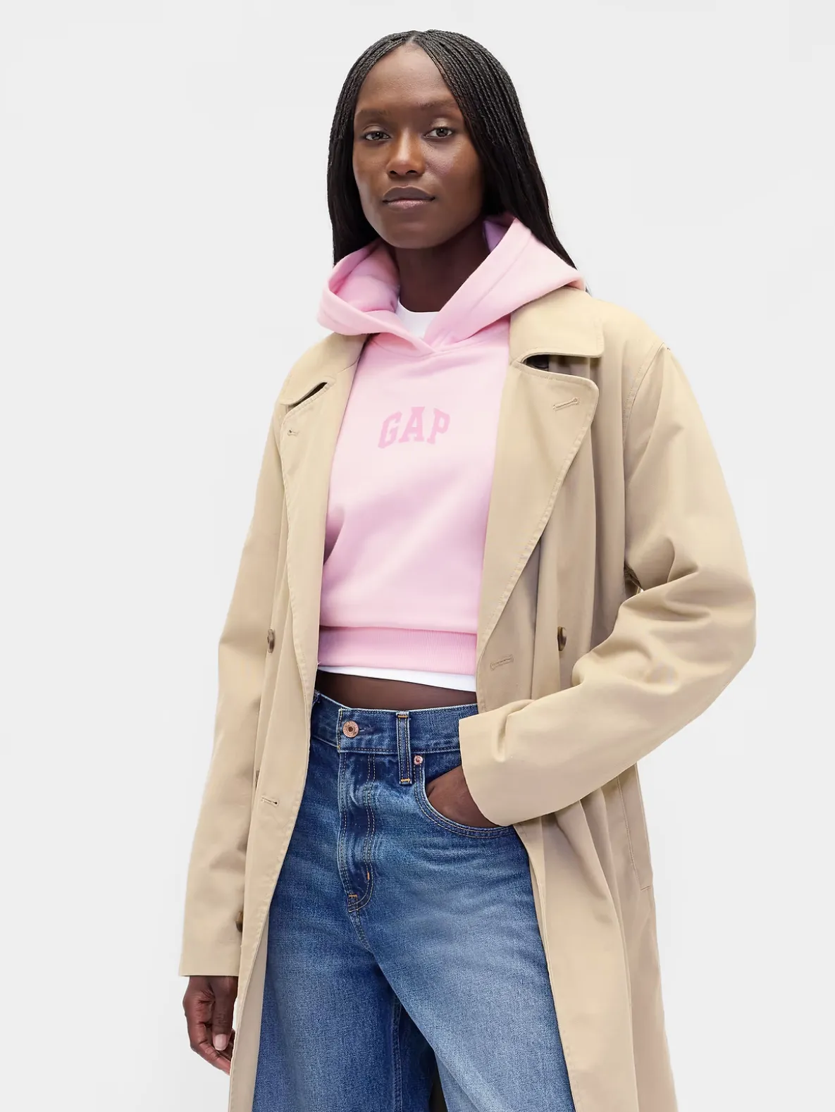 VintageSoft Crop Logo Hoodie