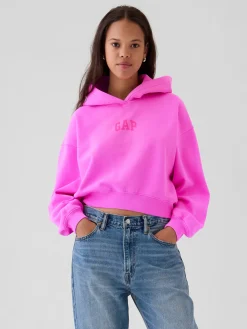 VintageSoft Crop Logo Hoodie