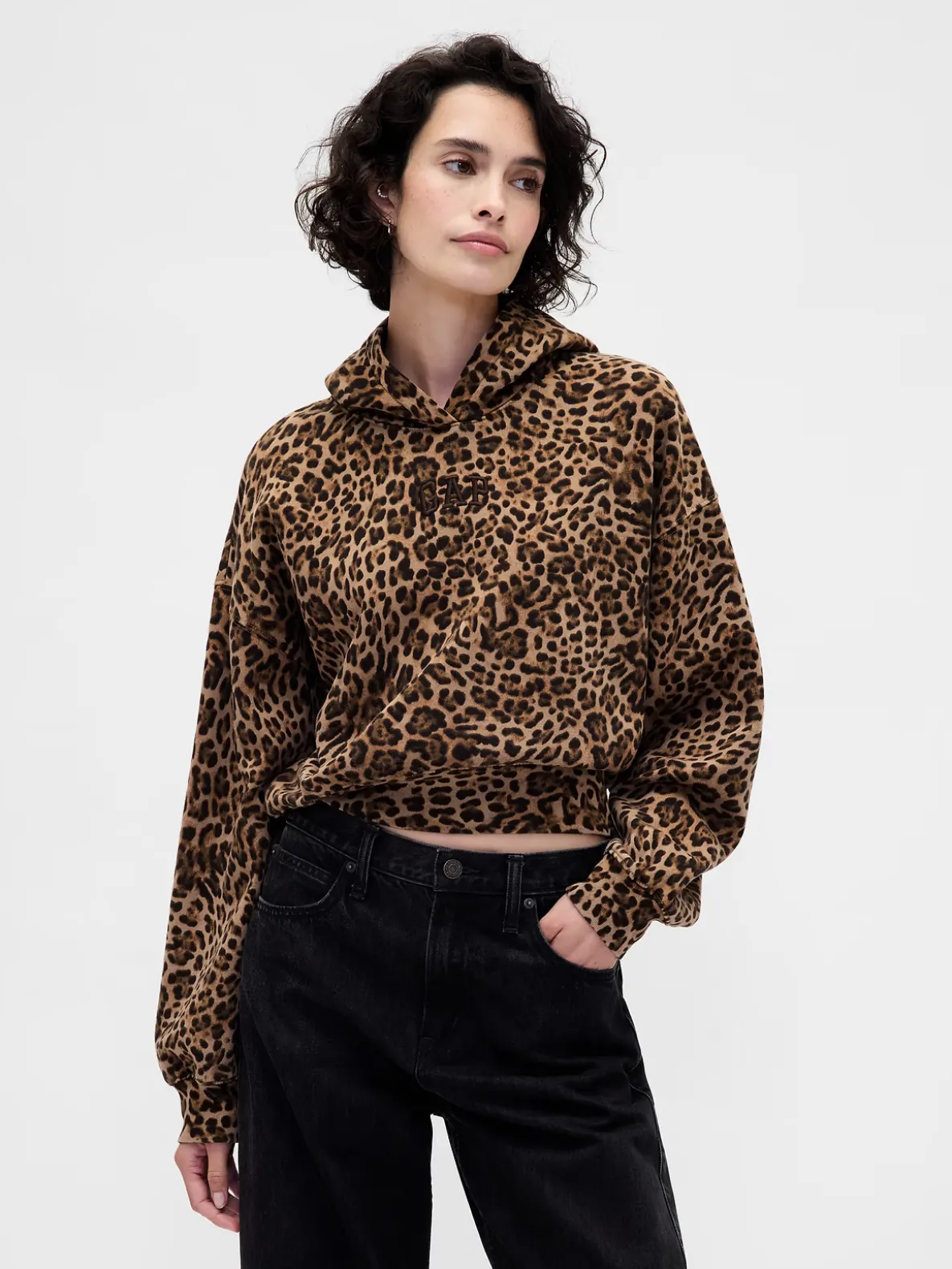 VintageSoft Crop Logo Hoodie