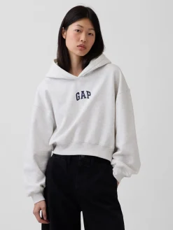VintageSoft Oversized Crop Logo Hoodie