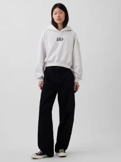 VintageSoft Oversized Crop Logo Hoodie