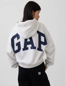 VintageSoft Oversized Crop Logo Hoodie
