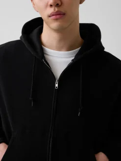 VintageSoft Oversized Crop Zip Hoodie