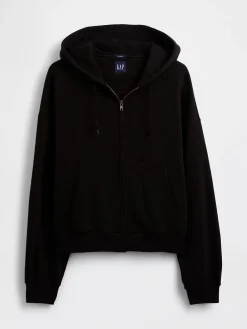 VintageSoft Oversized Crop Zip Hoodie