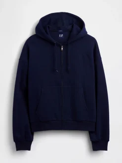 VintageSoft Oversized Crop Zip Hoodie