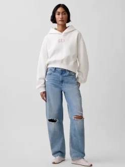 VintageSoft Oversized Crop Logo Hoodie